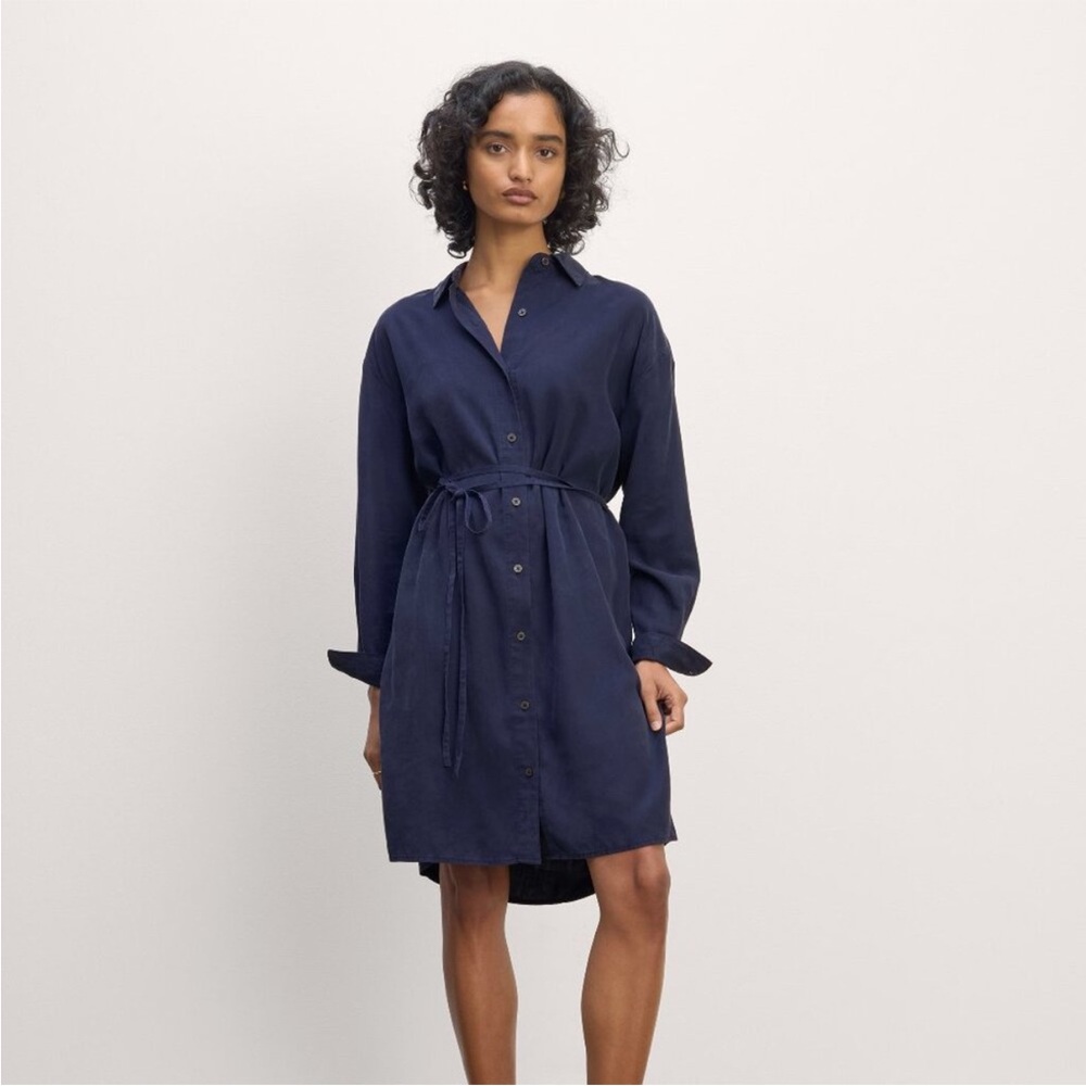 Everlane Women's Must-Have Shirtdress in Butterlite in Navy, Size XL